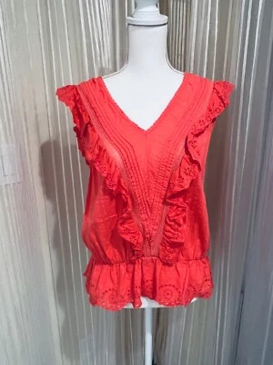 Top naranja con detalles de encaje Gap, talla M Foto 1 de 4