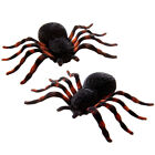 2 beflockte Taranteln Dekospinnen Spinnen schwarz rot Halloweendeko, Partydeko
