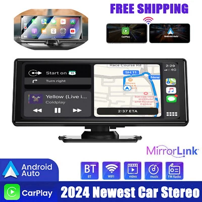 10 Zoll HD IPS Touchscreen Tragbares Drahtloses CarPlay Android Auto Autoradio - Bild 1 von 4