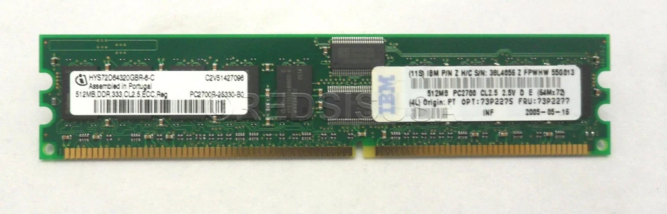 1GB Kit 2x512MB RAM Memory for IBM-Lenovo BladeCenter JS20 (PC3200 - R) 73P2277 - Image 1 of 4