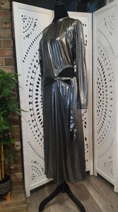 Metallic Knit Pullover Dress Cutout At Hip Large - Bild 1 von 3