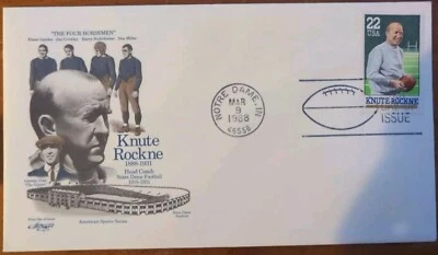 1988 KNUTE ROCKNE  FIRST DAY COVER (FDC) CACHET 🔥 Notre Dame 🔥 - Image 1 of 2