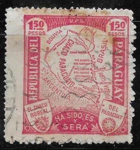 1932 Paraguay SC 324 gebrauchte sehr schöne Karte des Gran Chaco - Bild 1 von 1