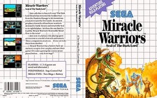 - Miracle Warriors Master System Replacement Box Art Case Insert Cover Only