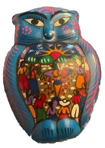 Disney EPCOT Mexico Art Pottery Blue OWL Bird Wall Plaque - Picture 1 of 3