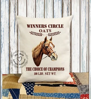 Winners Circle Horse Oats Fabric Pillow #1211 - Image 1 of 4