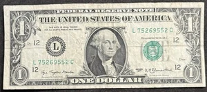 1977 San Francisco $1 Bill Full House Three Of A Kind 5’s Double 2’s Fancy Note - Picture 1 of 2