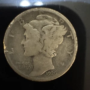 1926-S Mercury Head Dime That Has Cracks And Chips Around The Rim Of The Coin - Picture 1 of 6