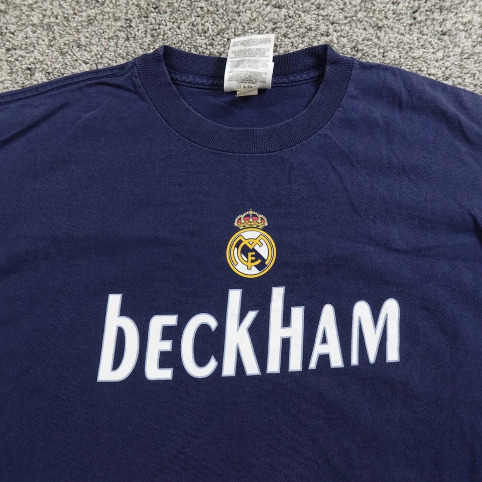 VTG David Beckham Shirt Mens L Blue Adidas Real Madrid 23 Soccer Football Y2K - Image 1 of 4