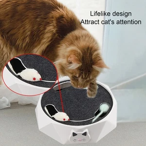 Electric Cat Toy With Plush Mouse 2-Speed Rotating Teaser Interactive Game - Picture 1 of 24