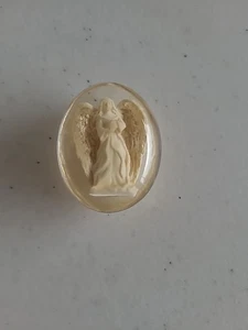 1.5" VINTAGE GUARDIAN ANGEL WORRY STONE~ACRYLIC~RESIN~POCKET CHARM~CHRISTIAN - Picture 1 of 2