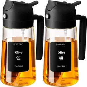 SWEET VIEW Ölsprüher 2 in 1 470ml Glasflasche Schwarz für Kochen und Grillen - Bild 1 von 7