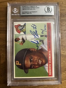 Roberto Clemente Jr. Autographed 1955 Reprint Card #80/2121 Beckett Authentic - Picture 1 of 2
