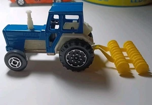 Vintage 1978 Matchbox Superfast No.46 Ford Tractor Blue With Harrow - Picture 1 of 4
