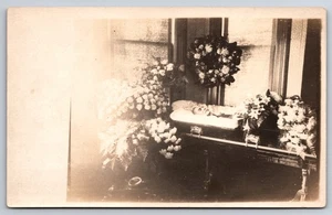 Post Mortem Funeral Casket Flowers c1910 Real Photo RPPC - Picture 1 of 2