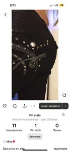 Earl Jean Bling Estrás Bolsillo Slim Bota Jeans Negros, Tiro Medio, Talla 10P NUEVO - Imagen 1 de 5