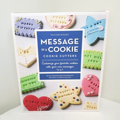 NUEVO Williams Sonoma Cortadores Personalizados Mensaje en una Galleta Corazón Estrellas Letras Hornear Foto 1 de 4