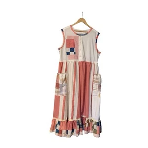 Upcycled Midi Maxi Dress L/XL Art To Wear Pockets Lagenlook Gypsy Texas Boho - Picture 1 of 14