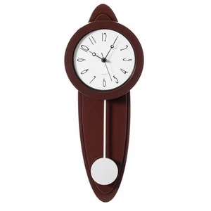 Modern Grandfather Brown Oval Pendulum Wood-Looking Plastic Wall Clock for Li... - Picture 1 of 7