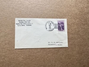 US 1935 DPO Cover +US Highest Post Office +Marshall Pass CO +12/12/1935 - Picture 1 of 3