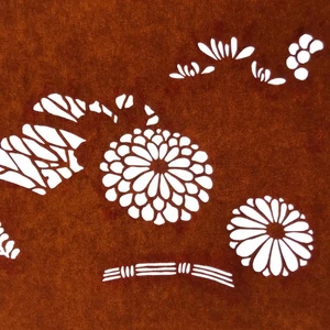 Antique Japanese Katagami Paper Kimono Stencil Katazome Leaf Plant Flowers C977 - Picture 1 of 7