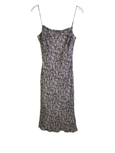 Vintage Y2K Womens 6 Silk Paisley Bias Cut Spaghetti Slip Dress Dainty Romantic - Picture 1 of 7