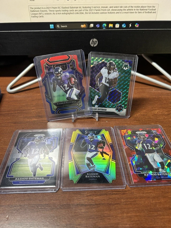2021 Prizm RC RASHOD BATEMAN Lot (5)  Red Ice, Mosaic, Select RAVENS DIE CUTS - Image 1 of 4
