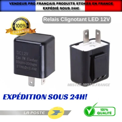 Relais Clignotant Centrale SCOOTER MOTO QUAD ★Réglable✅ANTI ERREUR 12V LED 2 PIN - Immagine 1 di 4
