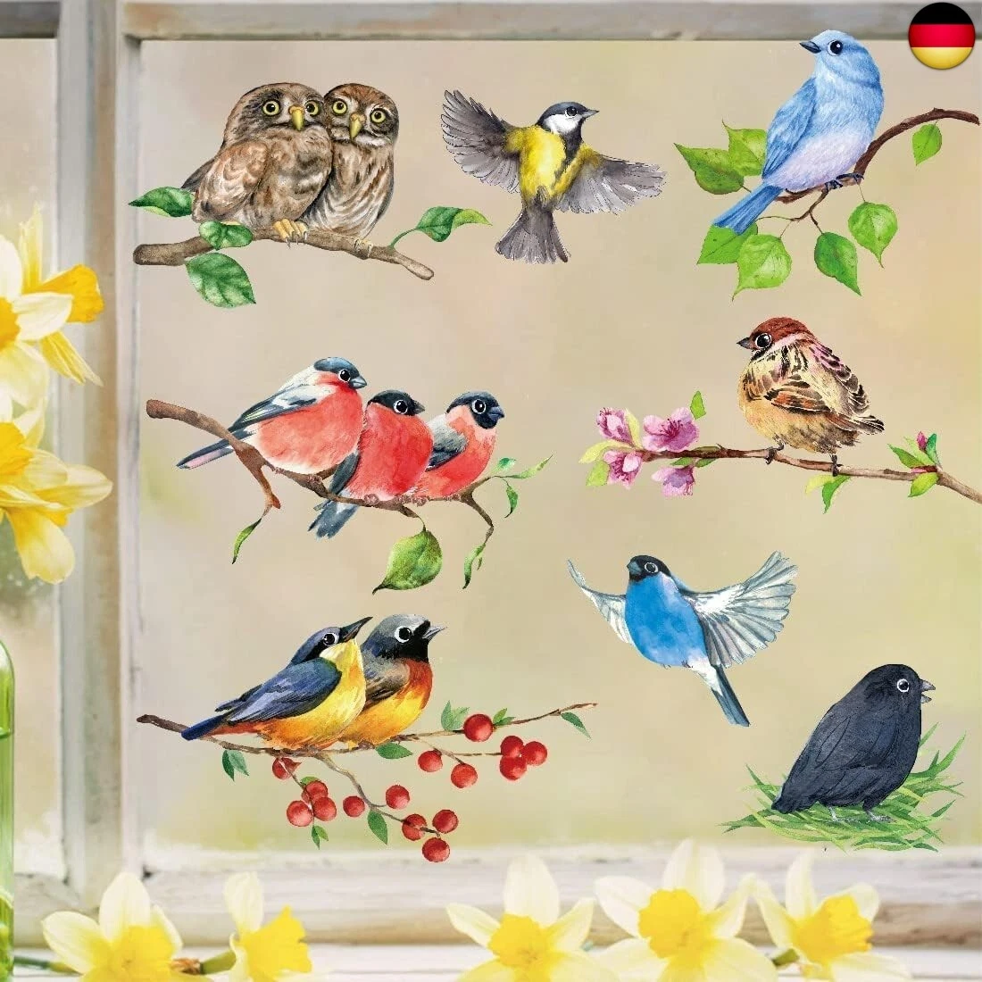 Fensteraufkleber-Set „Frühlings Sommer“ – 130x30 Cm, Transparentes PVC, Repositionierbar, Witterungsbeständig