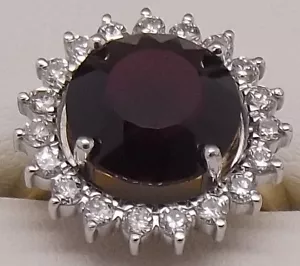 18CT YELLOW & WHITE GOLD NATURAL DIAMOND & TOURMALINE DRESS RING SIZE P-VAL$6395 - Picture 1 of 11