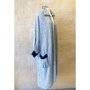 Open Knit Speckled Collared Knit Long Cardigan Sweater - Picture 1 of 7