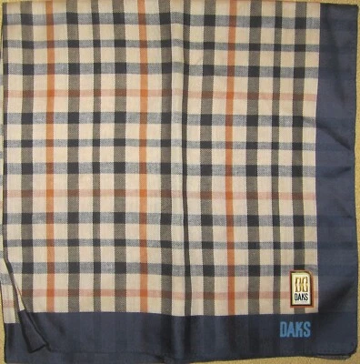 DAKS *Brown Checks  Scarf Handkerchief 48cm /HISASHI*11 - Image 1 of 4