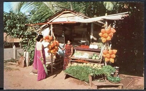 Ein Obststand am Wegesrand, Ceylon. Alte Postkarte. Kostenloser UK Versand - Bild 1 von 1