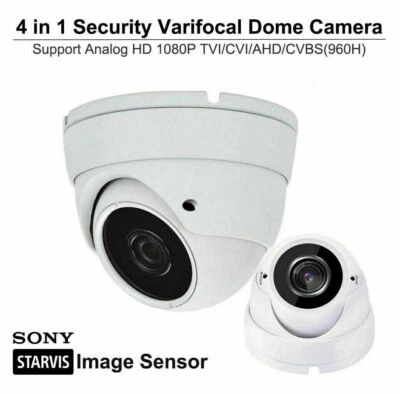 101AV INC 1080P Security Camera 2.8mm-12mm Varifocal Lens HD TVI CVI AHD Analog White