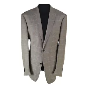 Andrew James Grey Plaid Men's Blazer 100% Linen Size 48L US Checks XK14 - Picture 1 of 6