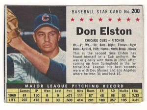 1961 POST # 200 DON ELSTON CHICAGO CUBS BASEBALLKARTE - ANSEHEN!!!!!! - Bild 1 von 2