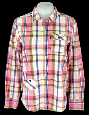 LEVIS Womans Pink Plaid Check L/S EVENING SHIRT Western - S - UK8 - RRP £69 - Image 1 of 4