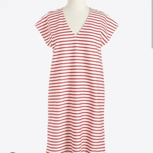 J.crew Large Red and White Striped V-Neck Dress - Picture 1 of 8