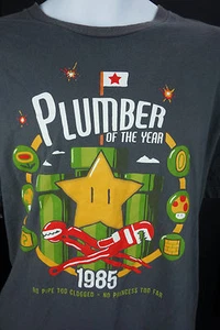 2x Maglietta Idraulico dell'anno 1985 No Pipe Too Clogged Princess too Far Grigio Me - Foto 1 di 4