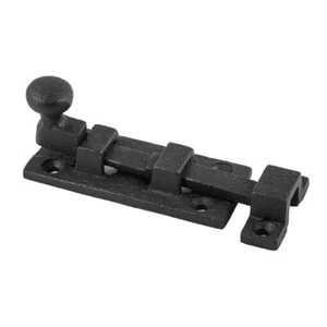 Renovators Supply Slide Bolt Latch 3.5" Wrought Iron Ball Tip Black Slide Bolt - Picture 1 of 8