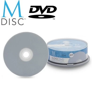 25 Pack Millenniata M-Disc DVD 4.7GB 4X White Inkjet Printable Recordable Disc - Image 1 of 3