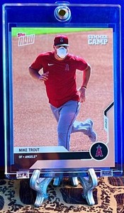 MIKE TROUT 2020 Topps Now #OD-451 Road to Opening Day Summer Camp w/ Flu Mask