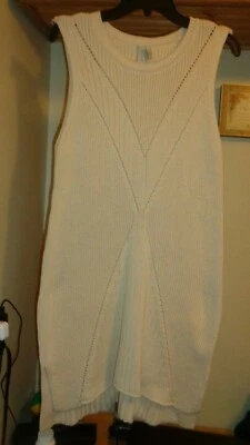 SAHALIE BEIGE IVORY COTTON 针织长 PULLOVER 超快针织衫 全新 XL — 第 1/4 张图片