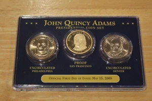 John Quincy Adams Presidential 3 Coin Set First Day of Issue Proof Uncirculated - Bild 1 von 2