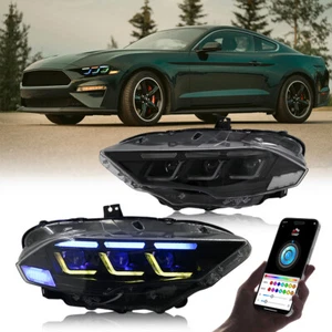 Par de faros LED RGB para Ford Mustang 2018-2023 conjunto de faros delanteros - Imagen 1 de 18