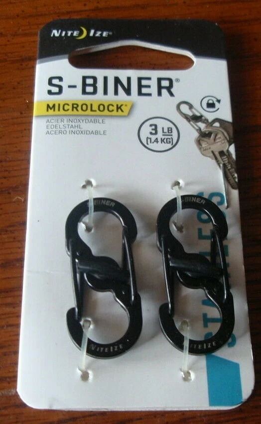 Microcerraduras Ize S-Biner de 3 noches, soporte para llave de bloqueo, acero inoxidable, negro - paquete de 2 Foto 1 de 1