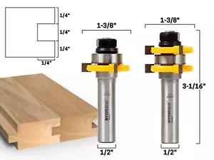 3/4" 2 Bit Tongue and Groove Router Bit Set - 1/2" Shank - Yonico 15228 - Picture 1 of 7