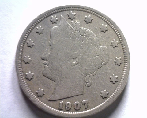 1907 LIBERTY NICKEL FINE F NICE ORIGINAL COIN FROM BOBS COINS FAST 99c SHIPMENT Cover