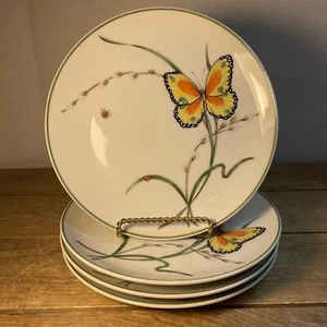 Vintage Butterfly Dessert Plates Set Of 4 Omnibus Ladybug Boho 7.25” Made Japan - Picture 1 of 15