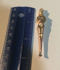 Vintage 1970’s Brass / Copper Figural Nude Woman Head Spoon Unique 3” Keychain - Picture 1 of 8